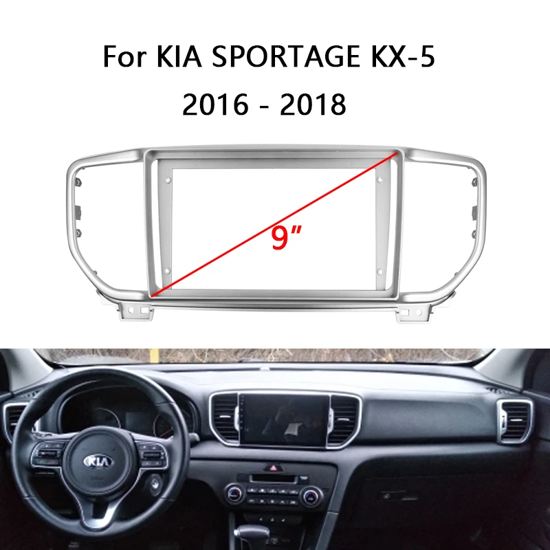 Android Car Radio Frame Kit For Kia Sportage KX-5 2016 2017 2018 Auto Stereo Center Console Holder Fascia Trim Bezel Faceplate
