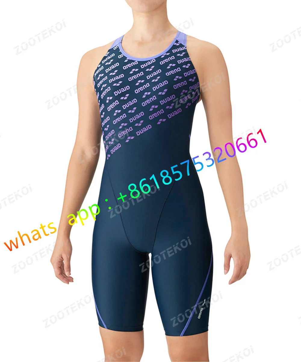 Women's Swimsuits Racerback Athletic One Piece Bathing Suits Knee Length Bodysuit Swimming Pool Triathlon Race Bodysuit Swimwear