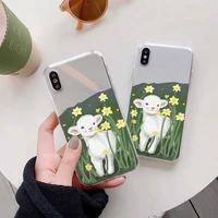 uv print cute lamb phone case for iphone 7 8 11 12 13 x pro max shock resistant slim tpu phone cover for ladies girls