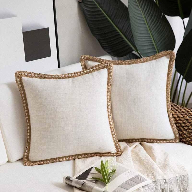 

Luxury Pillowcase Solid Color Sofa Linen Flax Throw Cushion Cover for Living Room Pillow Case Car Seat Chair Decor Home Decor