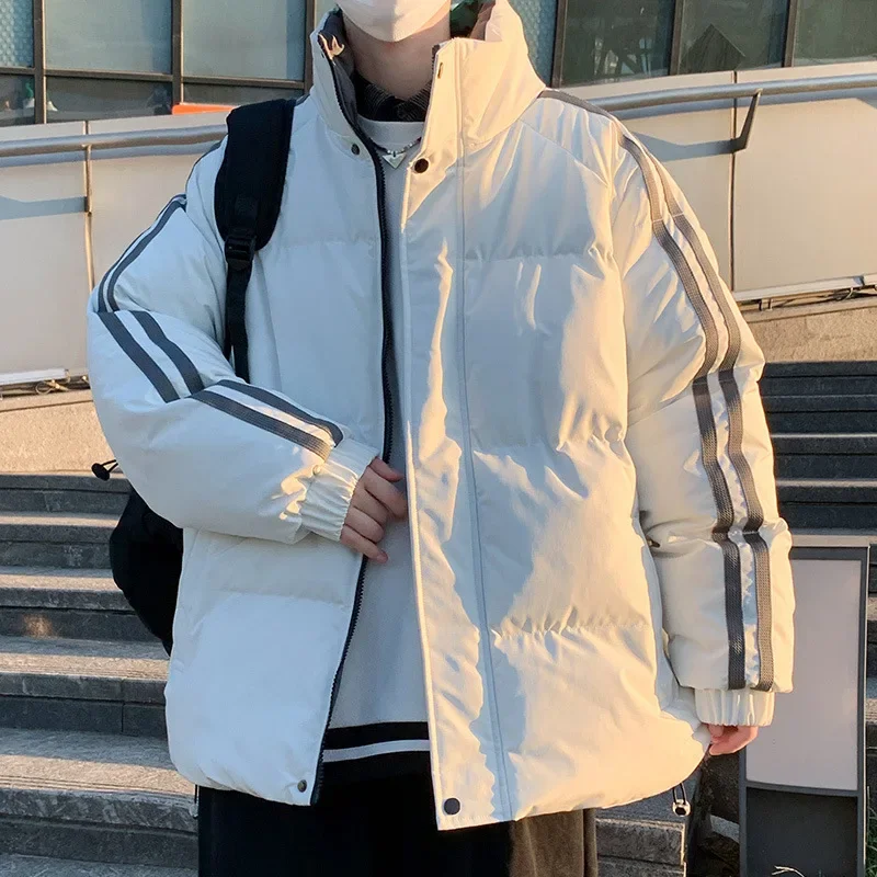 Мужское повседневное утолщенное теплое хлопковое пальто однотонная куртка с