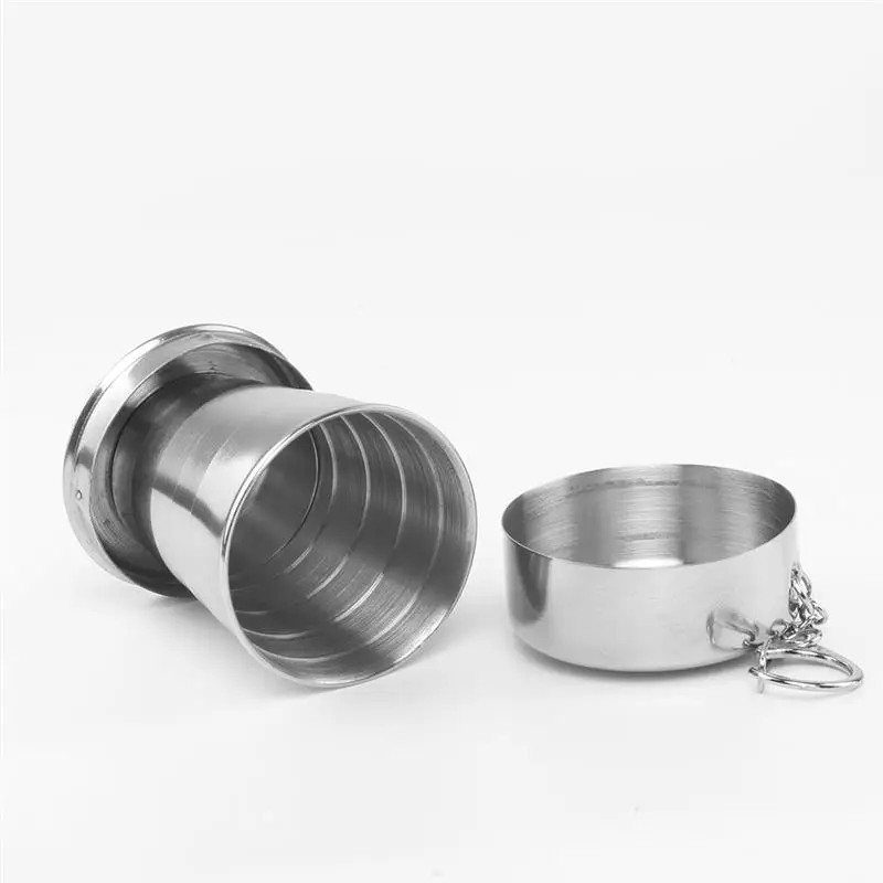 

75ml Stainless Steel Folding Cup Portable Outdoor Travel Camping Telescopic Cup With Keychain Water Coffee Handcup Teaware