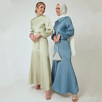 ramadan eid mubarak satin dubai abaya saudi arabic turkey islam muslim hijab fashion dress for women robe longue femme kaftan