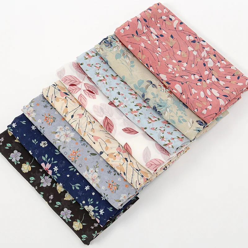 2023 Fashion Women Bubble Chiffon Hijab Scarf Foulard Femme Musulman Printed Shawl Islamic Clothing Headwear Muslim Headscarf