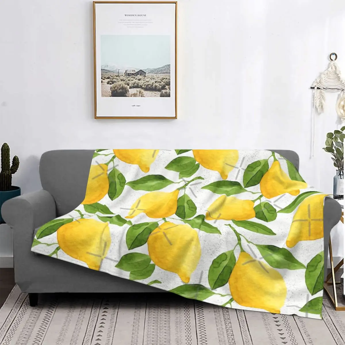 

Manta con estampado de limón y acuarela, colcha a cuadros para cama, sofá, manta con capucha, alfombra de oración Islámica