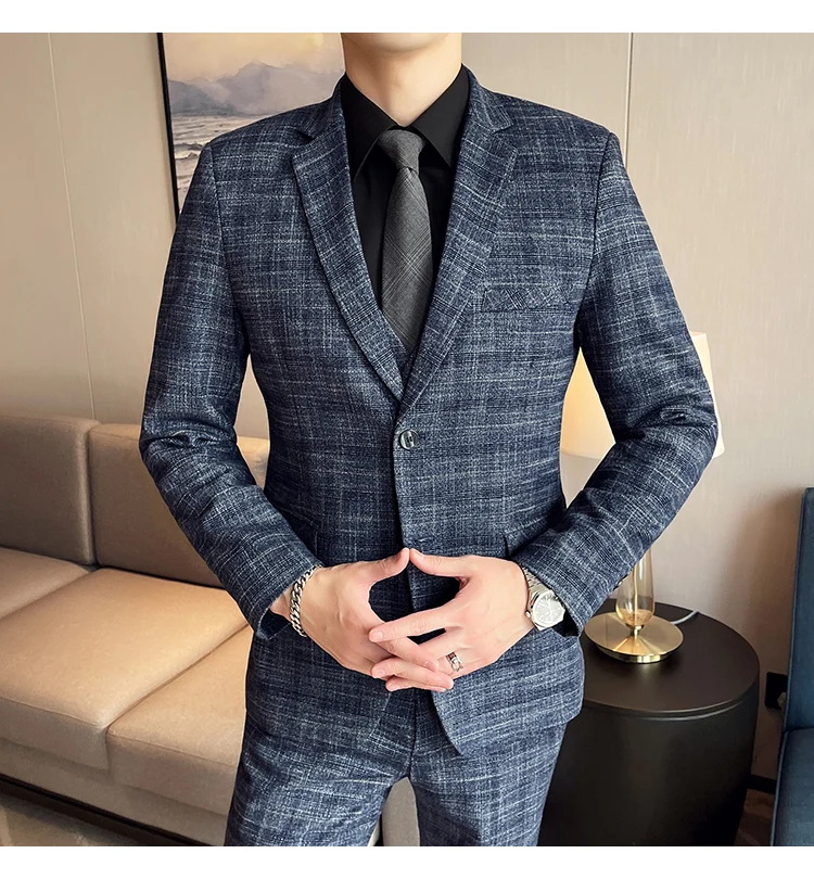 

Серые мужские костюмы из 3 предметов, облегающие элегантные костюмы для свадьбы, одежда для жениха, синие курительные деловые костюмы для работы, современные корейские костюмы