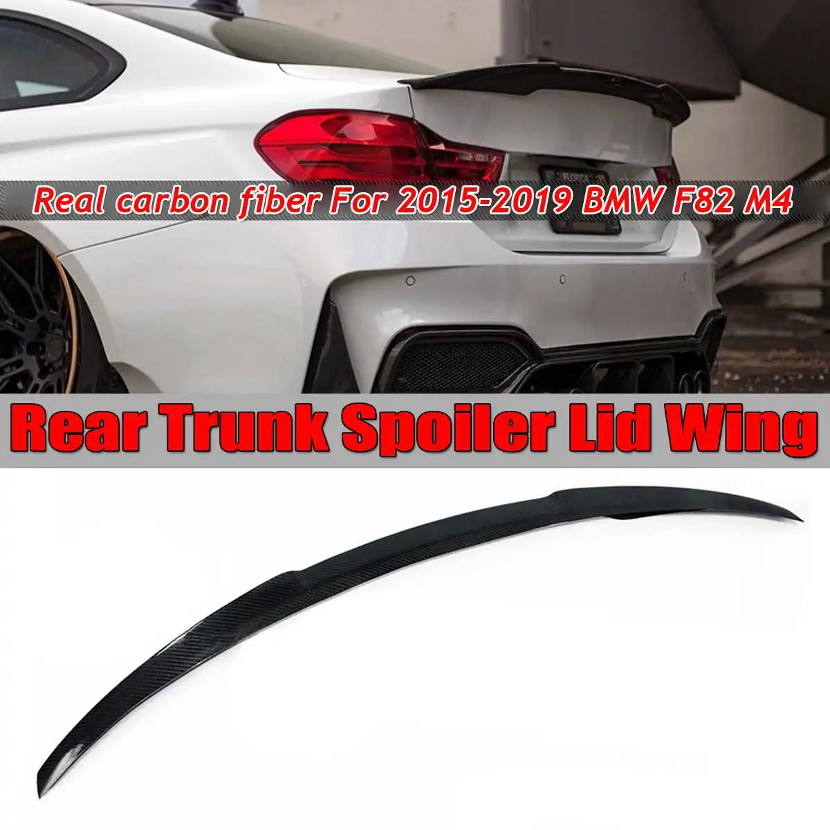 

New Real Carbon Fiber Car Rear Trunk Spoiler Boot Wing For BMW F82 M4 Model 2014-2019 V Performance Style Rear Spoiler Wing Lip