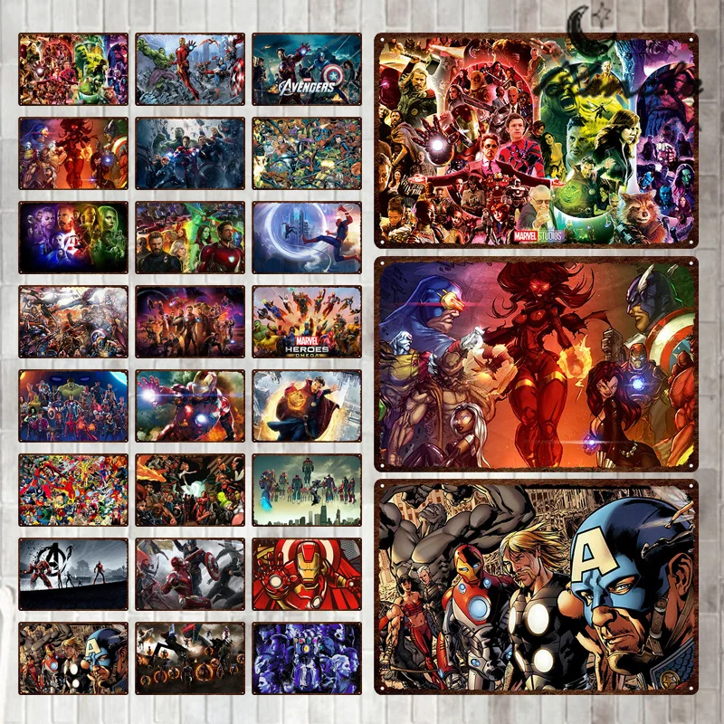 

Marvel Movie Heroes Metal Sign Tin Iron Plate Rust Series Comics Poster Fans Wall Art Pictures For Living Room Home Decoration