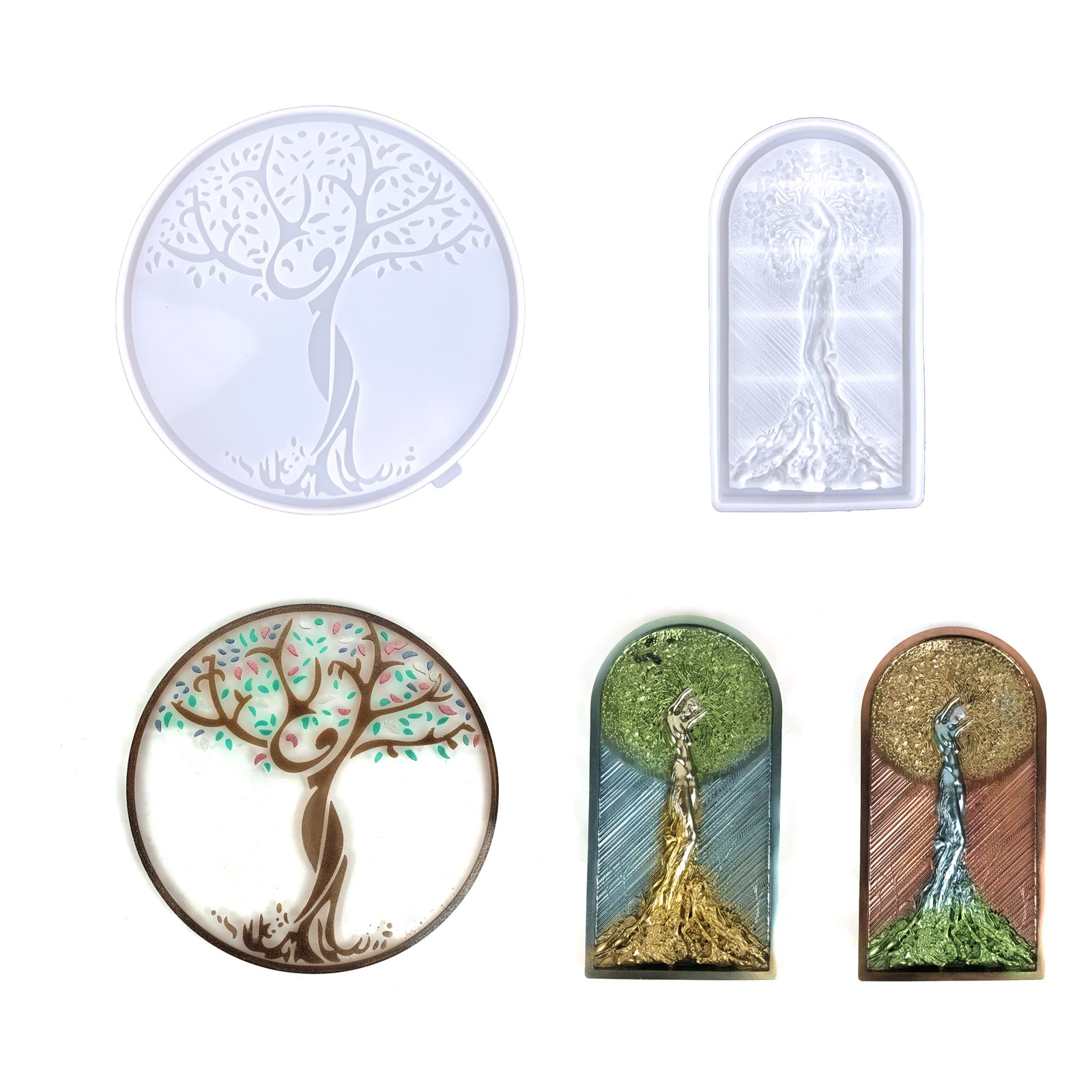 Round Tree of Life Silicone Mould Magic Tree Wall Decoration Hanging Semi-dimensional Woman Shaped Big Tree Mould