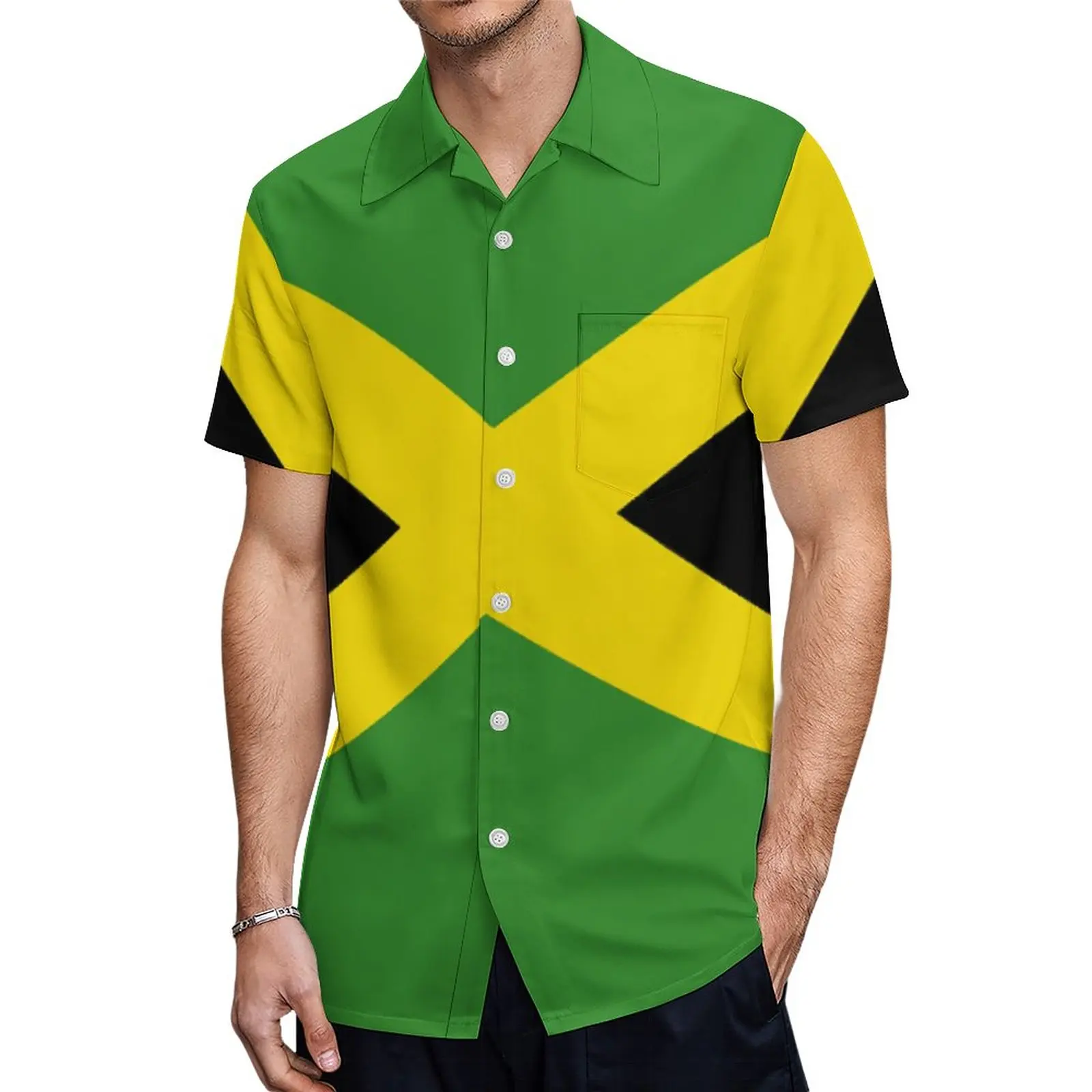 

Vintage Jamaica Jamaican Flag Flag Raggae A Short Sleeved Shirt Top Tee Suit Beach High Grade USA Size