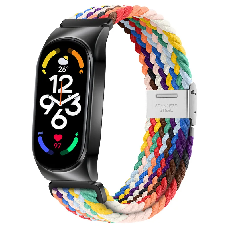 Bracelet for Xiaomi Mi band 6 7 NFC Strap Elastic adjustable Nylon Braided solo loop Miband4 miband 5 correa Mi band 5 6 strap