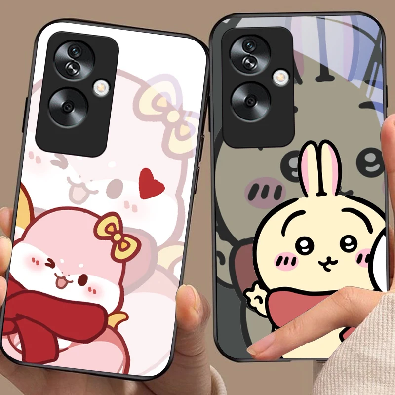 Couple snake For Oppo A79 5G 58 78 74 60 4G Reno 11F Realme GT 6 11 Note 50 10 C55 X2 Tempered glass black phone case