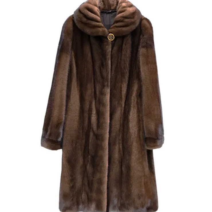 2022 new faux fur coat Women's whole Sable Cashmere Long Faux fur lapel Plus size
