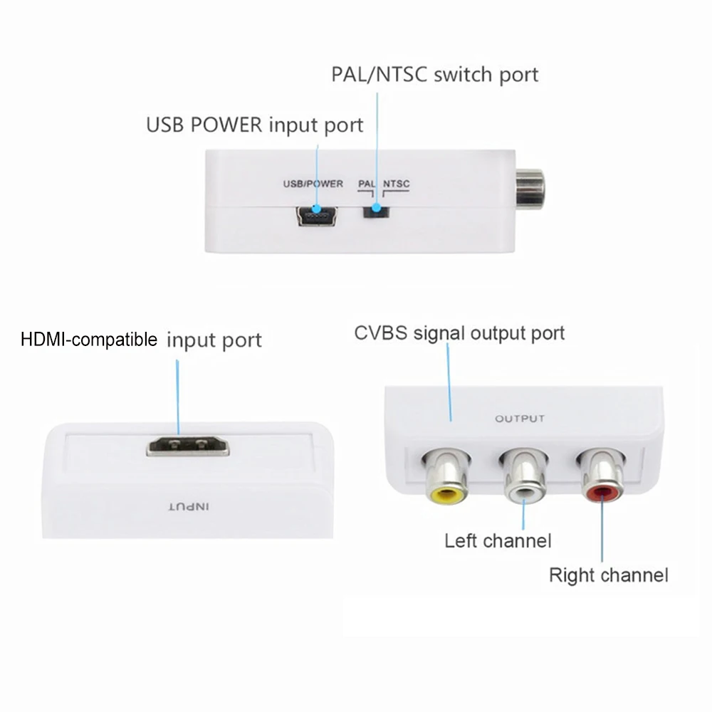 Фото HDMI-совместимый AV-скалер-адаптер HD-видео конвертер HDMI-совместимый с RCA AV/CVSB L/R видео 1080P Поддержка NTSC PAL №1