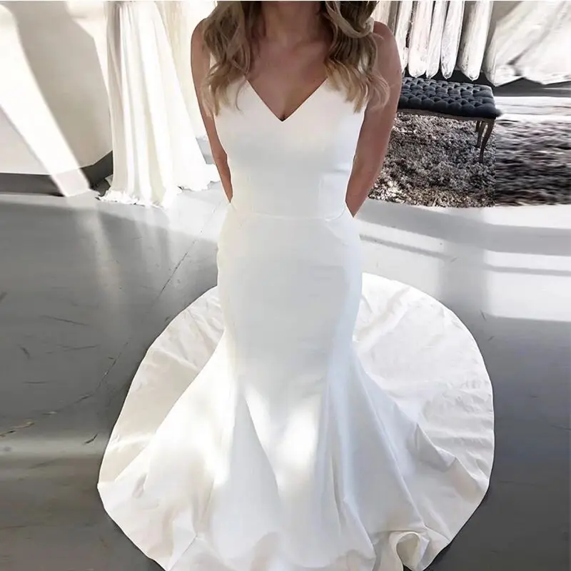 

2020 пляжное свадебное платье ТРАПЕЦИЕВИДНОЕ милое платье для пляжа простая белая Тюлевая юбка Индивидуальный Пошив