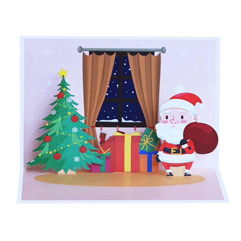 

3D Pop up Merry Christmas Card Santa Gift Surprise Greeting Cards for Children Kids Girls Boys Birthday Holiday Present