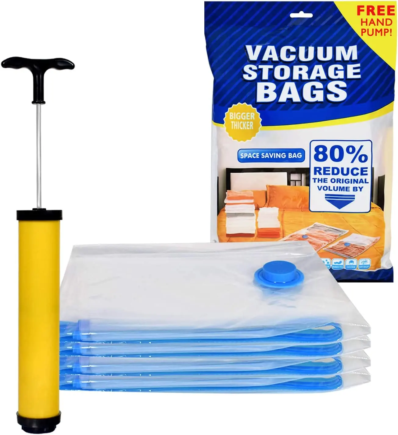 Space Saver Vacuum Storage Bags Reusable Ziplock Sealer Bags for Clothing, Comforter, Pillow, Blankets