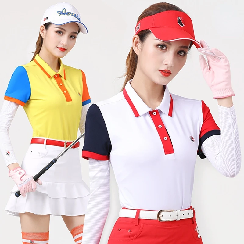 

Summer golf T-shirt dress female tops quick-drying lapel POLO shirts with short sleeves