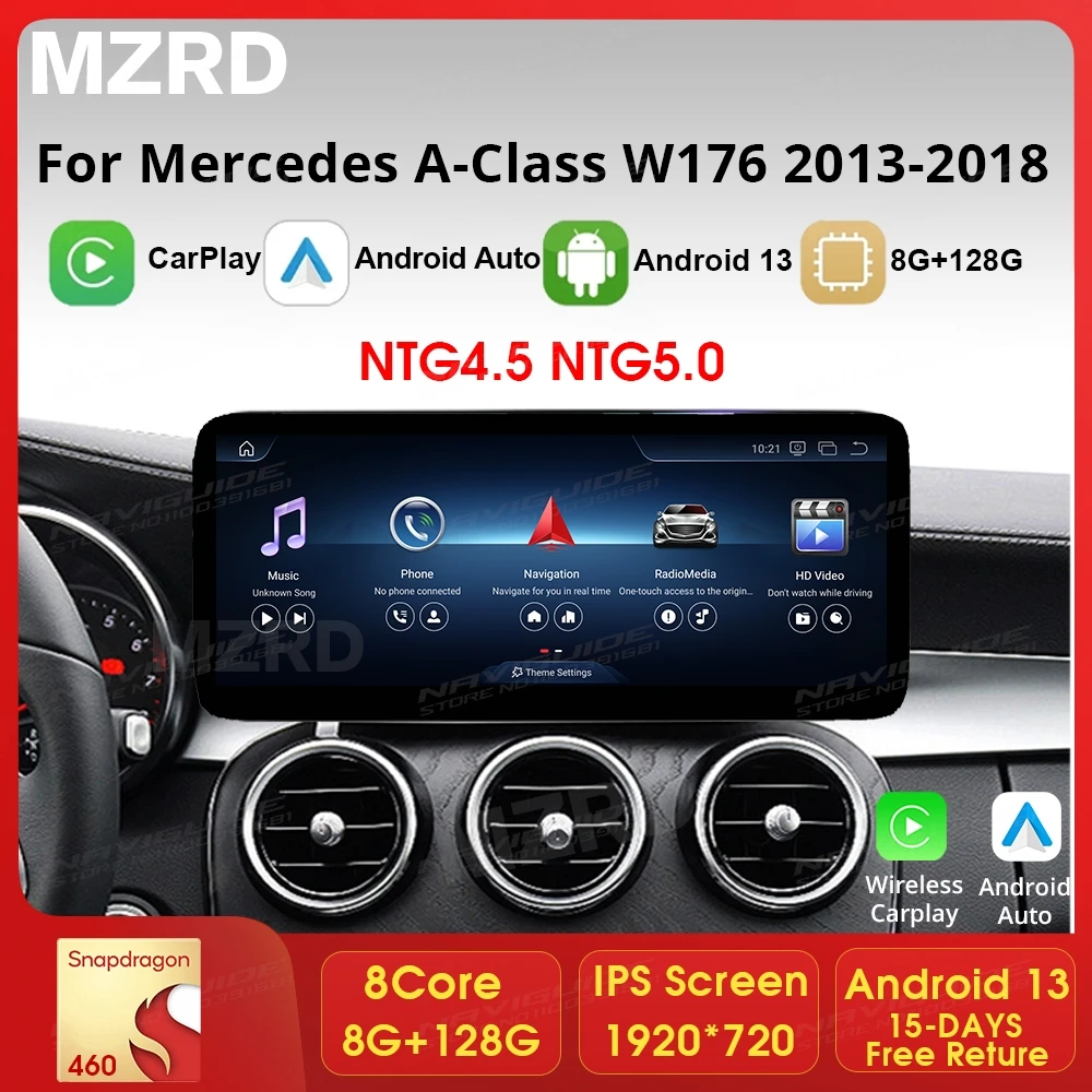 12 3-дюймовый автомобильный радиоприемник Android 13 стерео для Mercedes Benz A Class W176/GLA X156/CLA