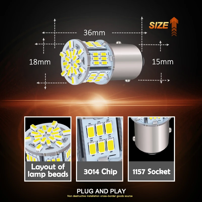 JIACHI 20 шт. 1157 супер яркая фотолампа для автомобиля BA15D PY21W P21/5W неполярная лампа DRL