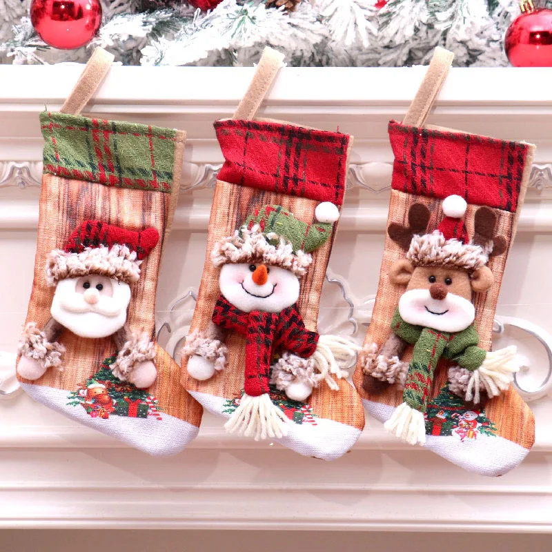 

Christmas Stockings Gift Holders Bag Snowman Christmas Decorations for Children Festive Party Supplies Socks Ornaments