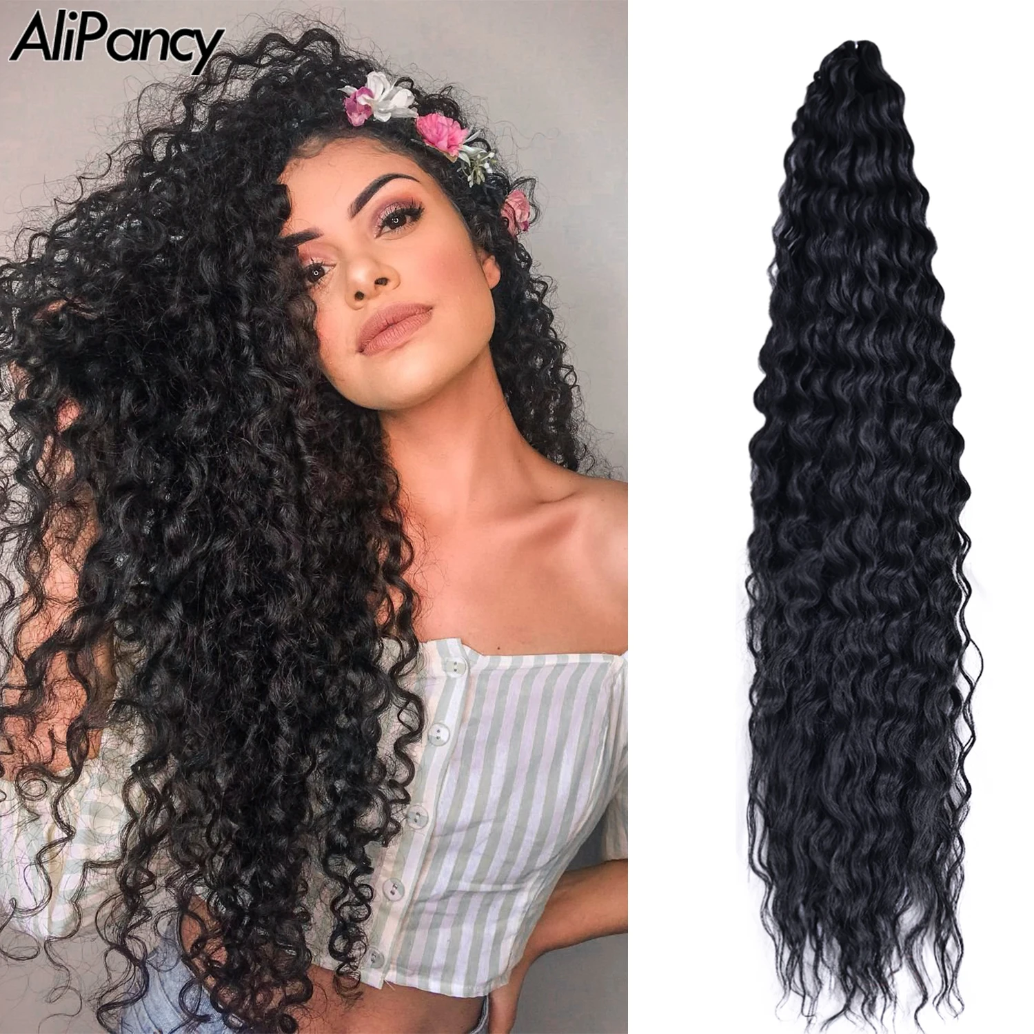 

30inch Ariel Crochet Braiding Hair Synthetic Extensions Curly Wavy Twist Hair Water Wave Ombre Brown Braids For Afro Women