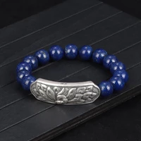 natural lapis lazuli bead bracelets female retro 925 sterling silver peacock elbow bracelet original hand jewelry 2022 sl031