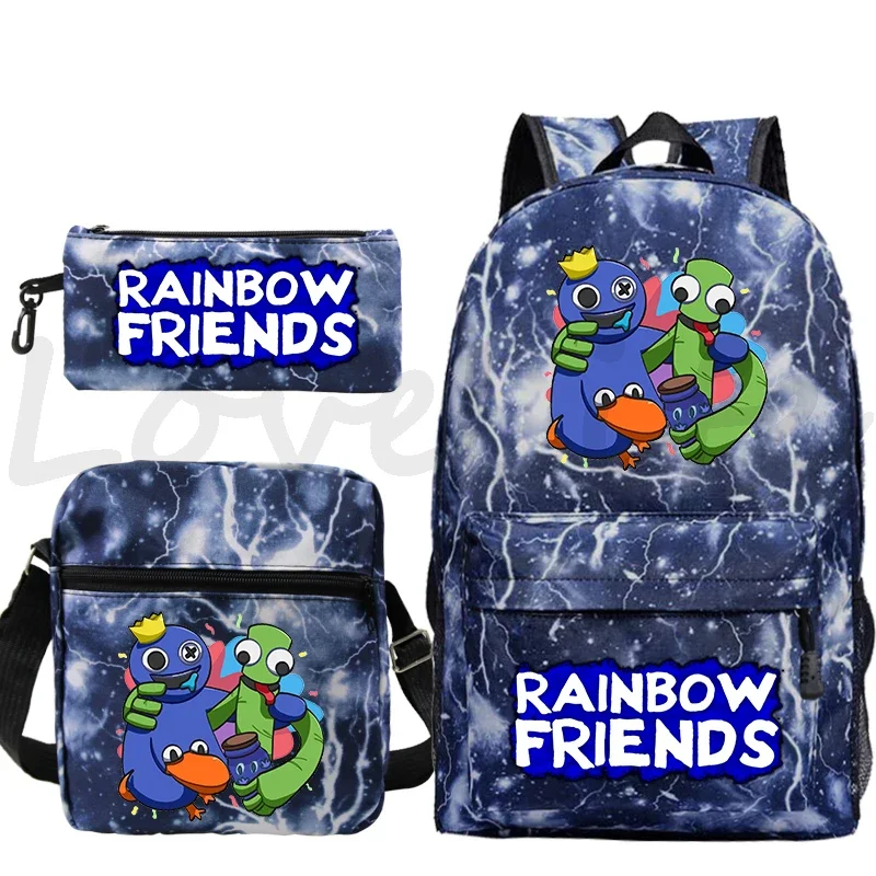 Фото Игровой рюкзак Rainbow Friends для мальчиков, детский забавный мультяшный рюкзак, школьный ранец для детей, набор из 3 предметов, школьная сумка для девочек №4