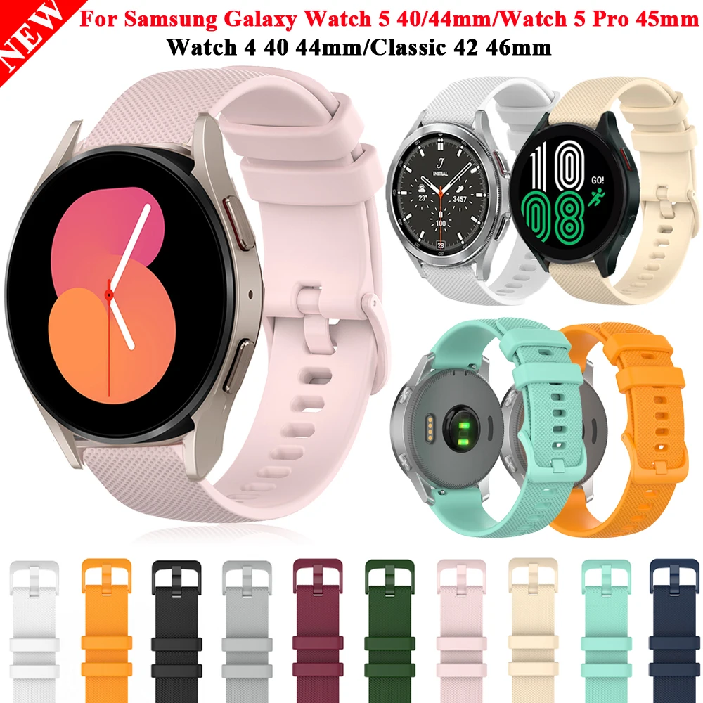 

20mmSilicone Strap For Samsung Galaxy Watch 5/4 44 40mm Galaxy4 classic 46 42mm Sport Watchband Bracelet Galaxy Watch 5 pro 45mm