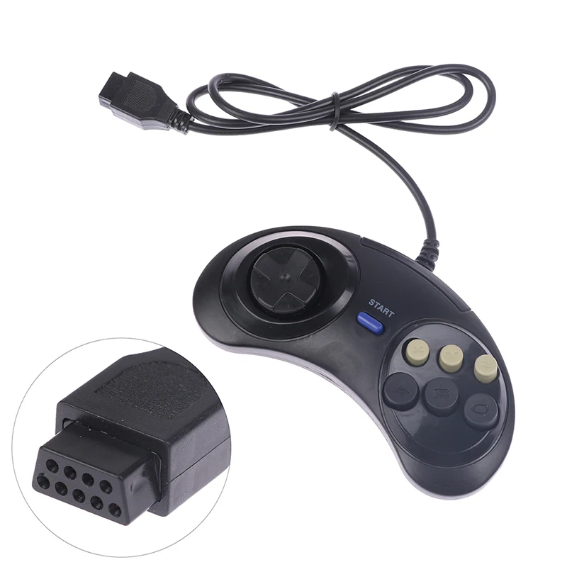 Classic Wired 6 Buttons Joypad Handle Game Controller For SEGA MD2 Mega Drive images - 6