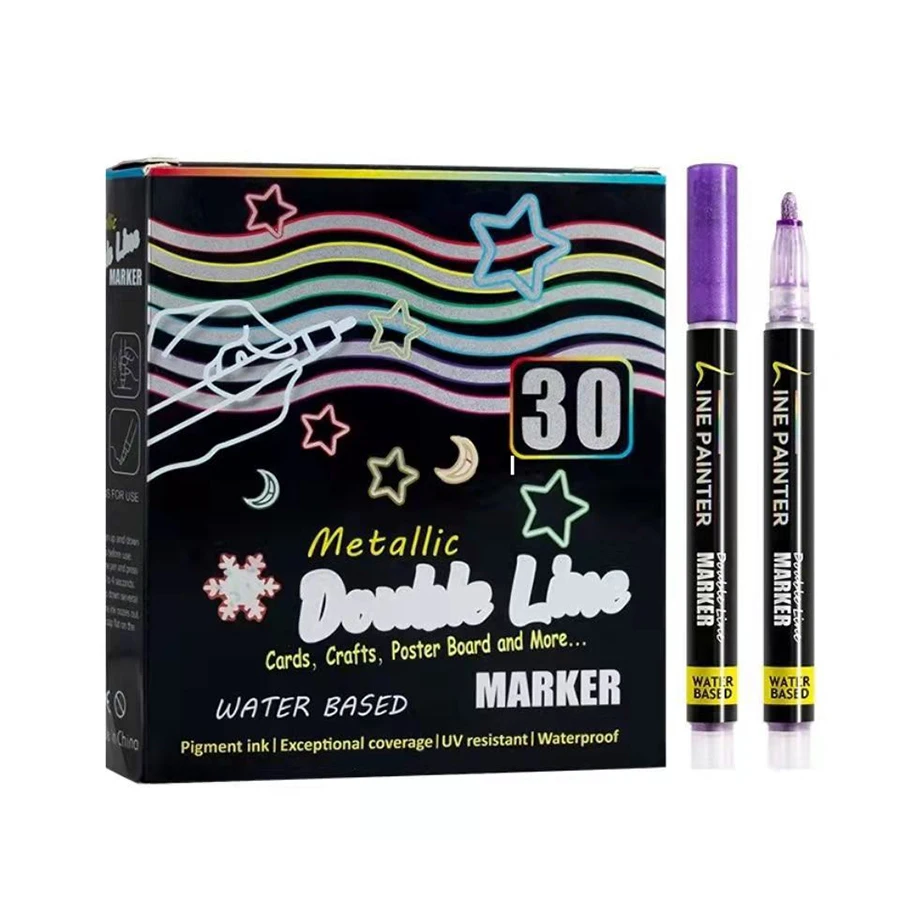 

30 Colors Double Line Outline Art Pen Marker Pen DIY Graffiti Outline Marker Pen Highlighter Scrapbook Bullet Diary Poster Card