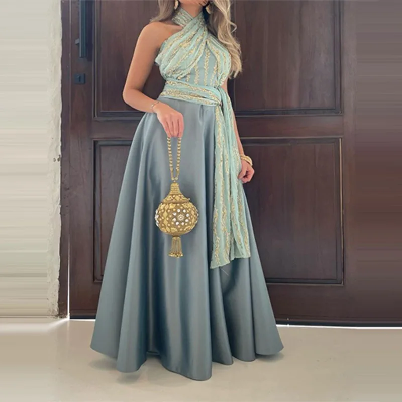 

2023 Summer New Style Casual Long Neck Print Off Shoulder Dress Y2k Plus Size Dresses Elegant and Pretty Women's Long Dresses