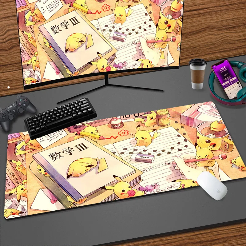 

Anime Cute Pokemon Pikachu Large Mousepad PC Keyboard Office Durable Rubber Tabletop Mat 900x400 Laptop Gaming Kawaii Mouse Pad