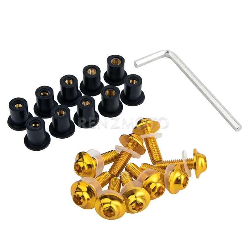 

10pcs 6XDB Motorcycle Fairing Bolts Kit Fastener Clips Screw Durable Stylish M5 16mm