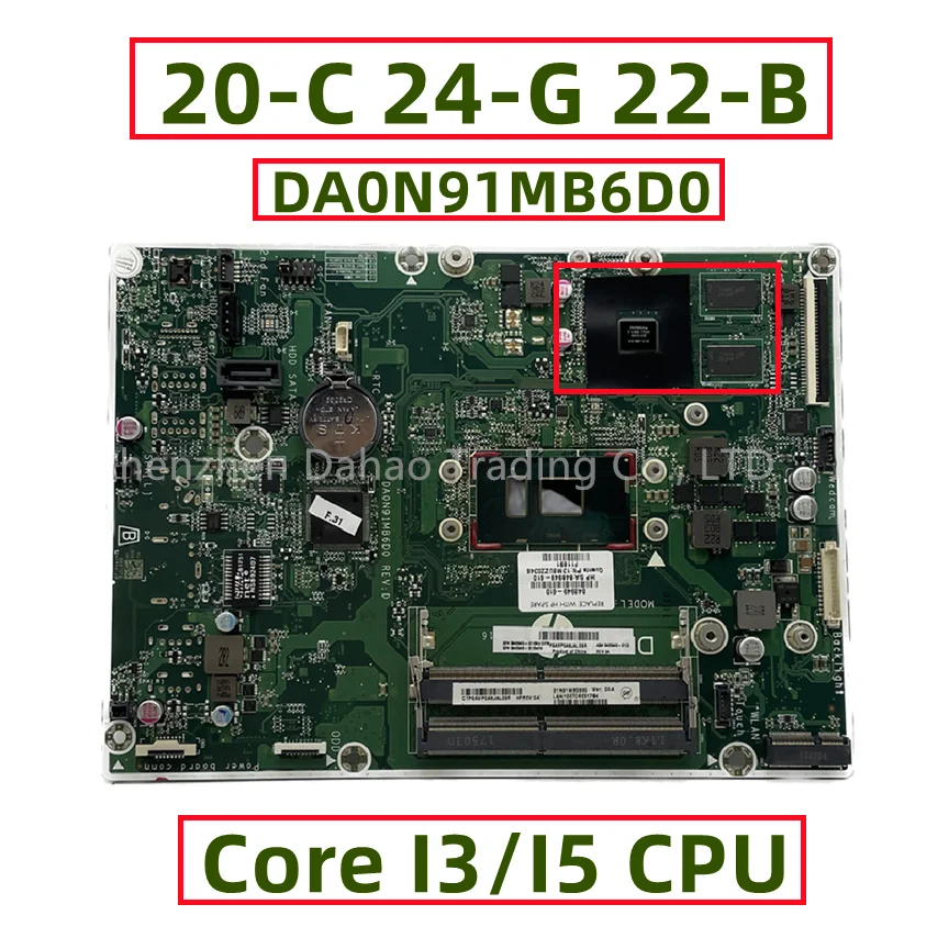 

DA0N91MB6D0 848949-009 848949-010 848949-606 для HP 20-C 24-G 22-b материнская плата AIO с процессором Core I3 I5 N16V-GMR1-S-A2 920MX 2 Гб
