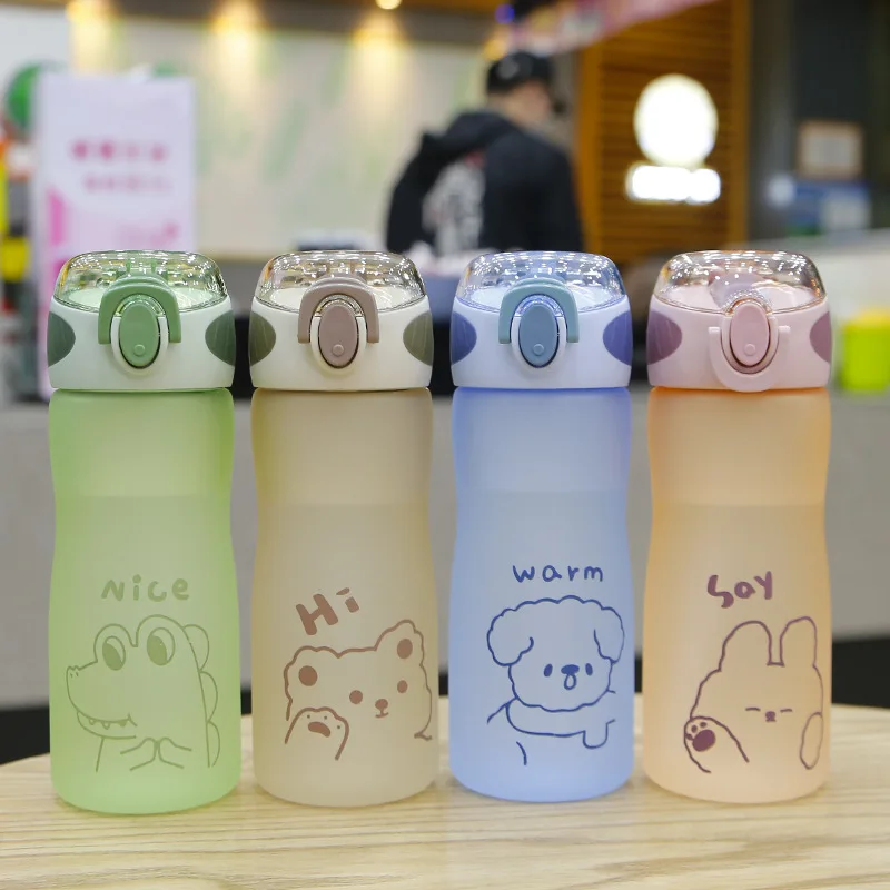 

straw cup cartoon plastic cup portable portable men and women straw cup outdoor sports drinking water cup
