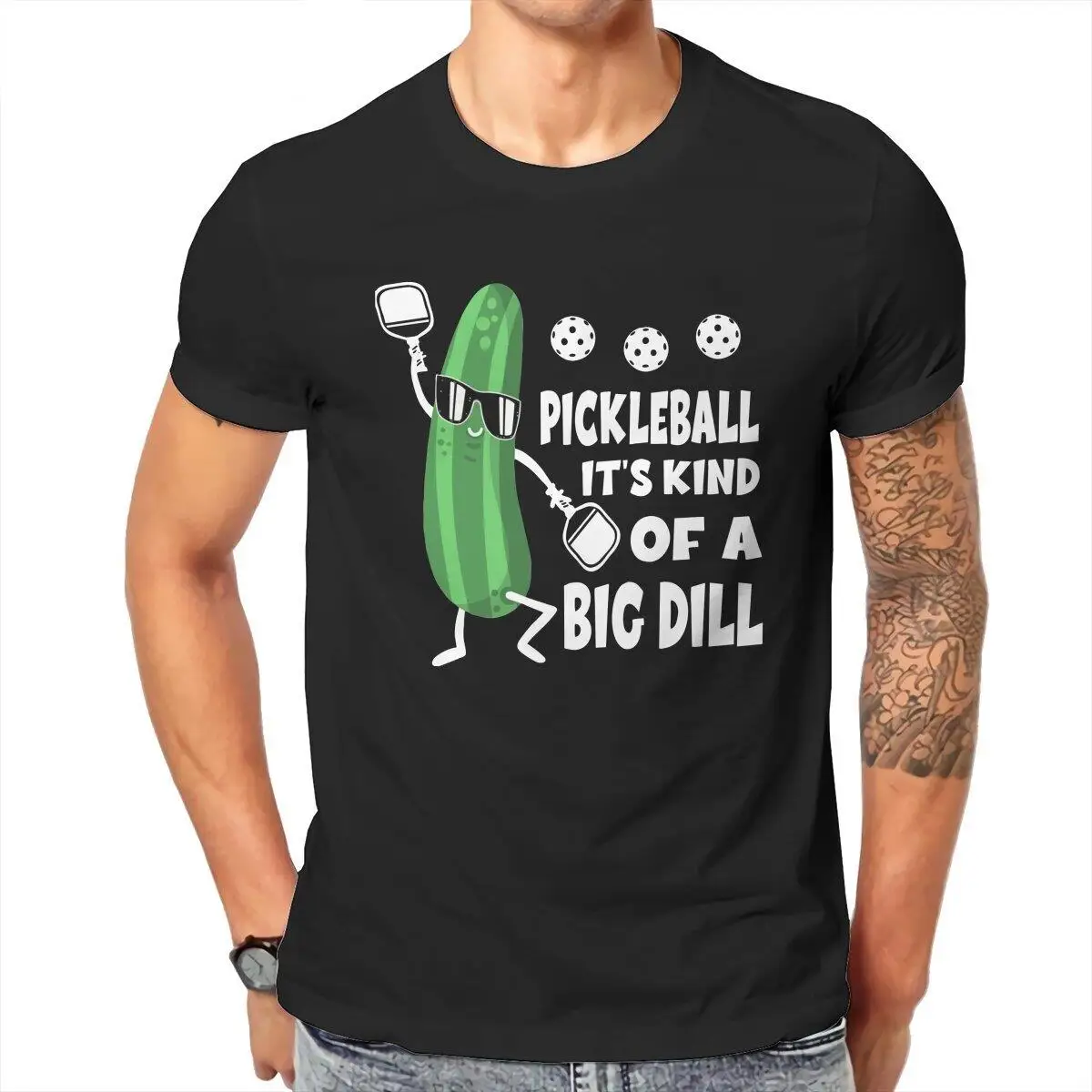 

Pickle Pickleball It's Kind Of A Big Dill T-Shirt Men 100% Cotton Tees Round Collar Short Sleeve T Shirts Birthday Gift Clothes