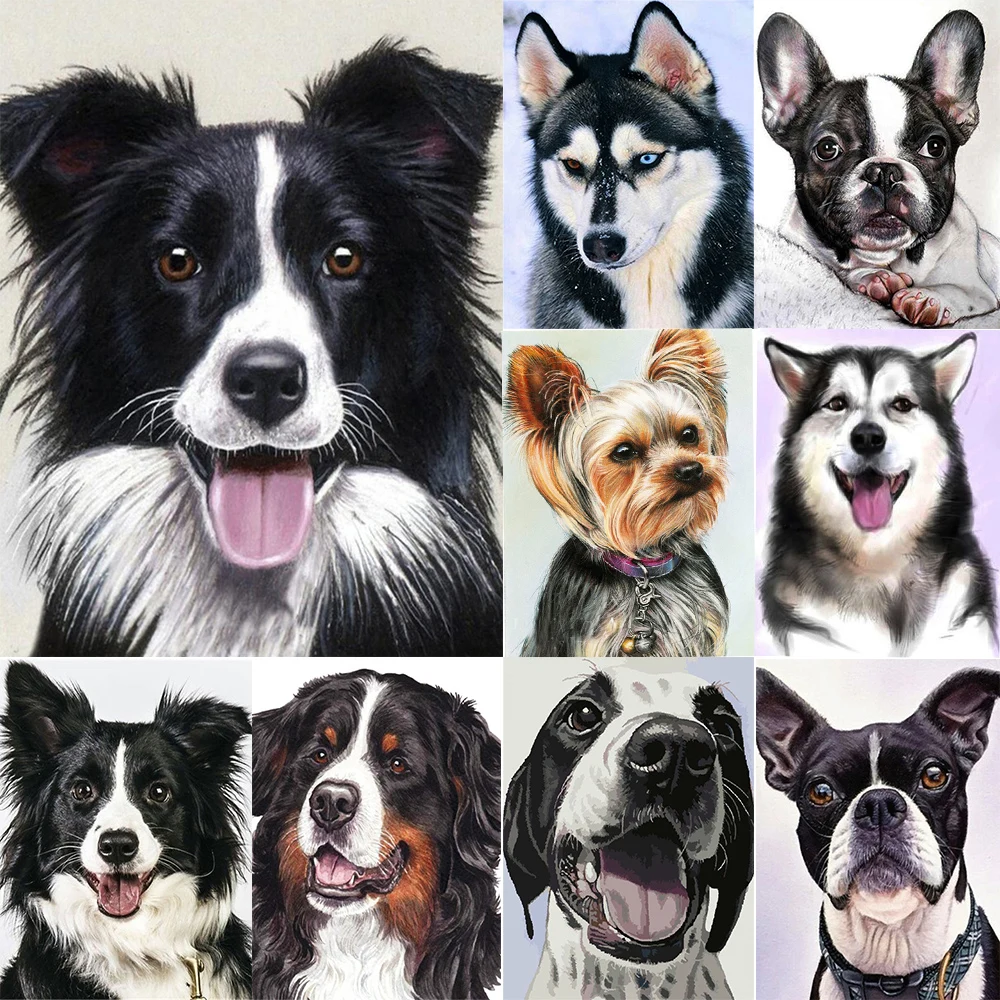 

2022 New Arrival Diamond Painting Cute Dog Mosaic Cross Stitch Handmade 5D Diy Paint Full Drills Rhinestone Picture