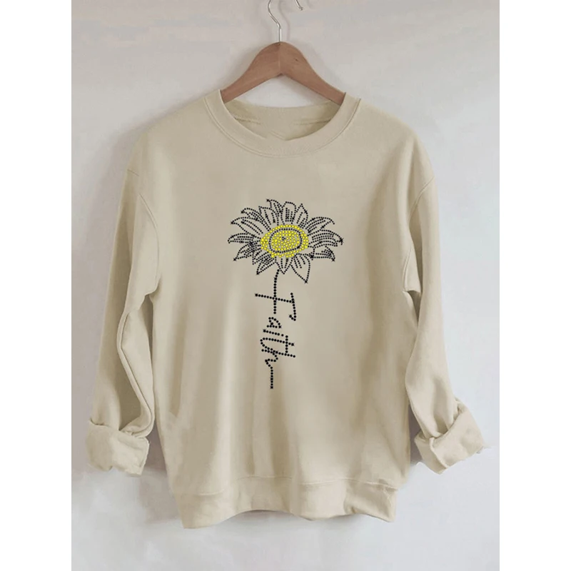 

Rheaclot Just Breathe Print Women's Cotton Tops Female Long Sleeves Sweatshirt
