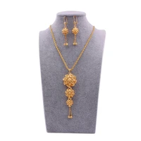 jewelry set necklace pendant earring for women flower shaped 24k ethiopian arabia indian dubai african wedding party bridal gift