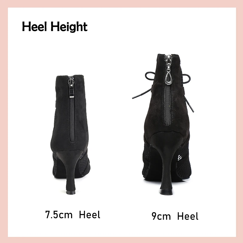 DKZSYIM Hot Women's Short Dance Boots Ballroom Jazz Dance Shoes Ladies Girls Soft Soles Tango/Salsa High Heels Dance Shoes