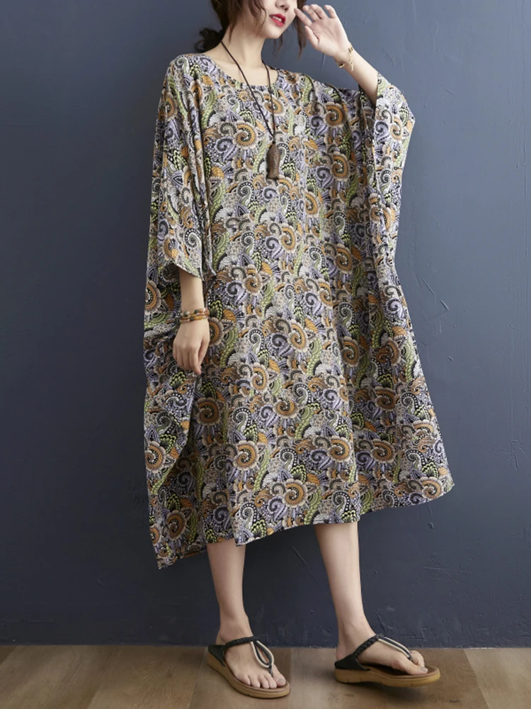 Женское свободное платье-Футболка с рукавами летучая мышь летнее Повседневное