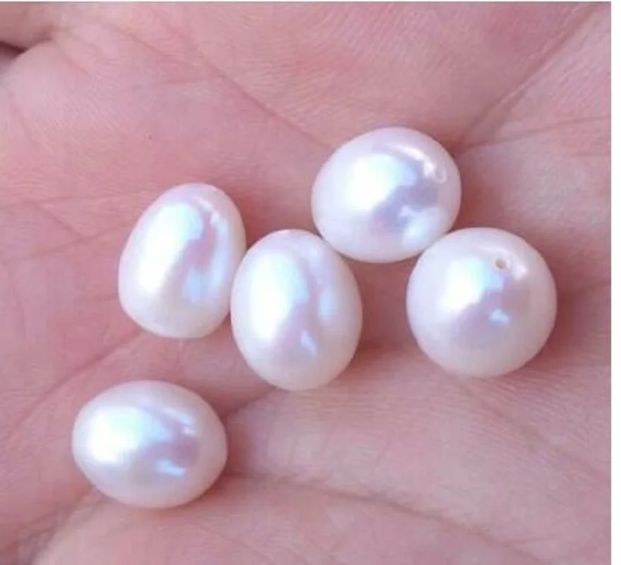 

HUGE 5PC 12x10 MM NATURAL SOUTH SEA GENUINE WHITE LOOSE PEARL half drilled