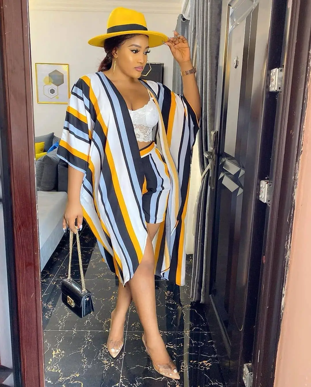 

European and American women's autumn casual suit printed fashion two-piece shorts set