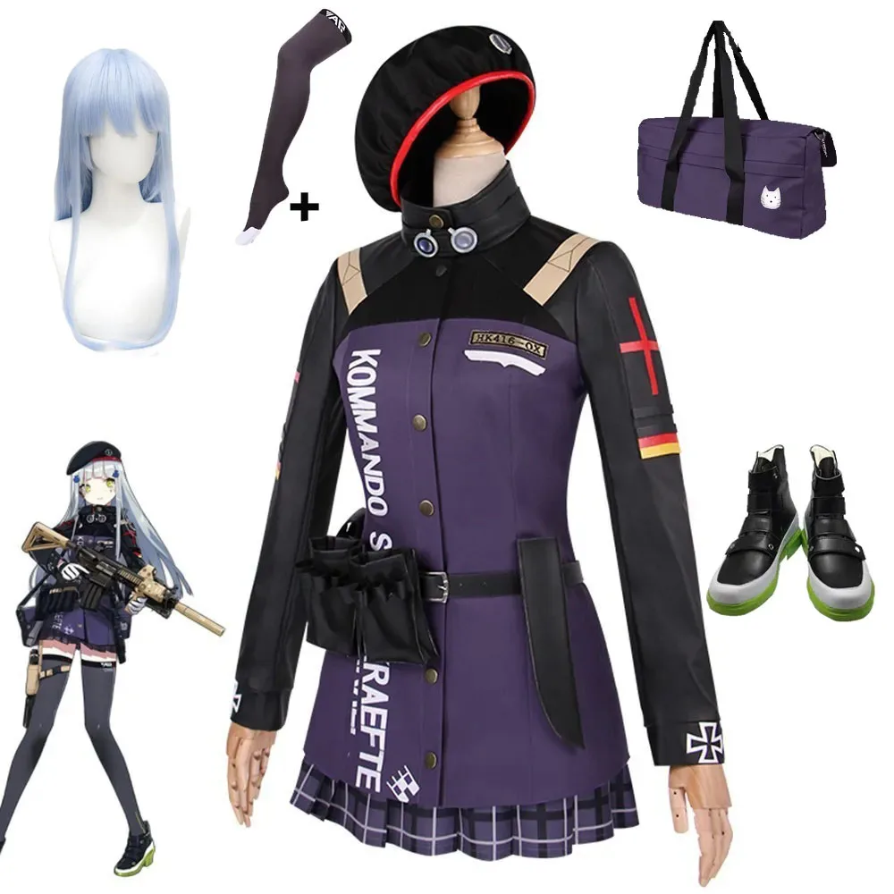 

Game Girls' Frontline hk416 Cosplay Costume Clothes Set Women Girls Halloween Carnival Roleplay Outfit Wig shoes