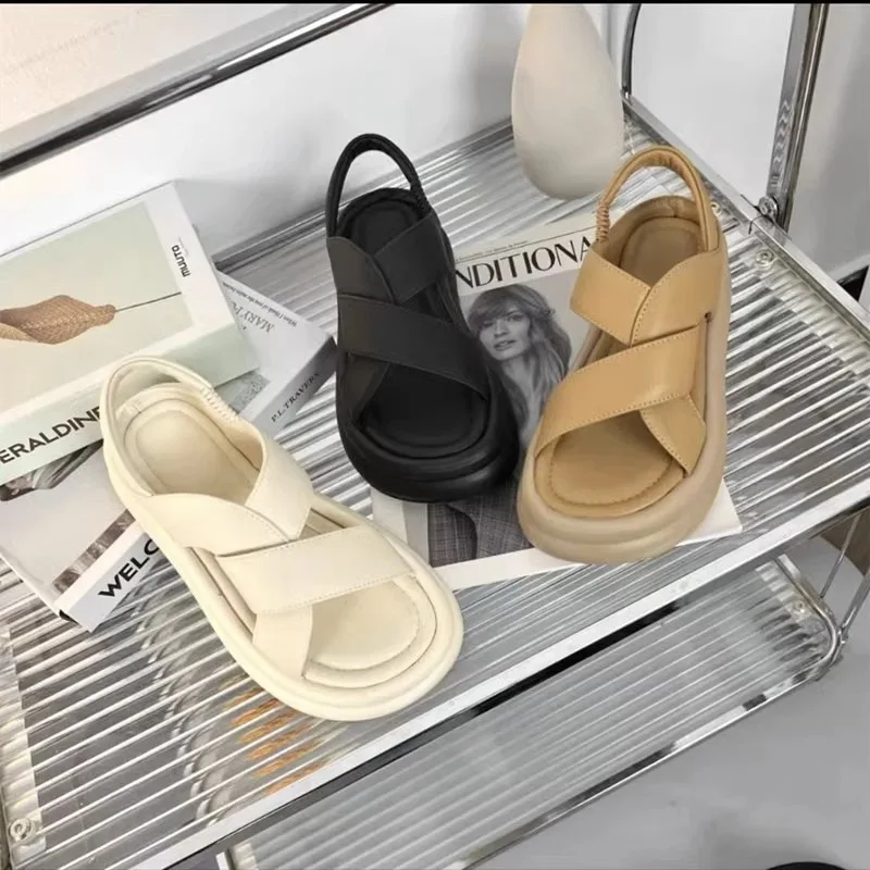 

Round head platform sandals women's summer one-button casual sandals