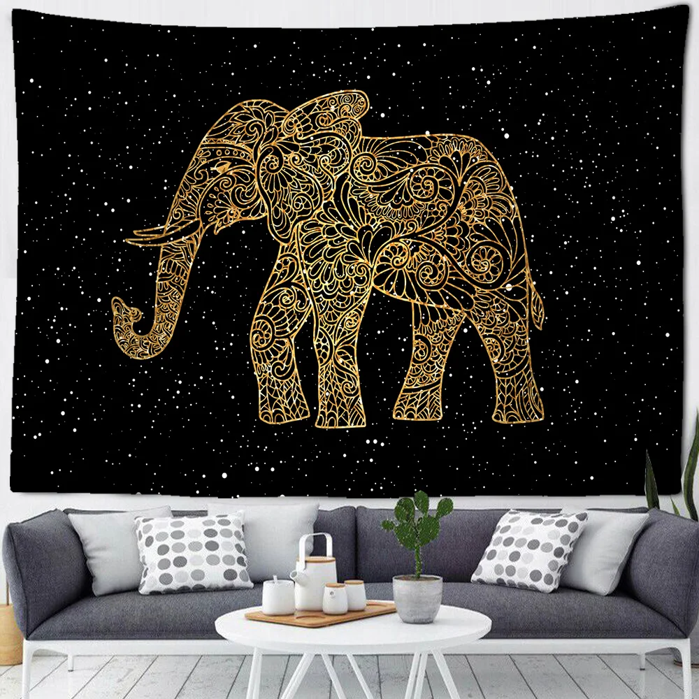 

Гобелен с узором мандалы, индийский слон, настенное украшение, пляжное полотенце в стиле бохо, тонкое одеяло, Дорожный Коврик