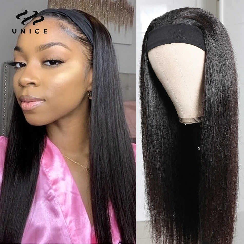 Unice Hair Straight Headband Wig Human Hair Wigs for African American Women Affordable Glueless Headband Wig Beginner Friendly