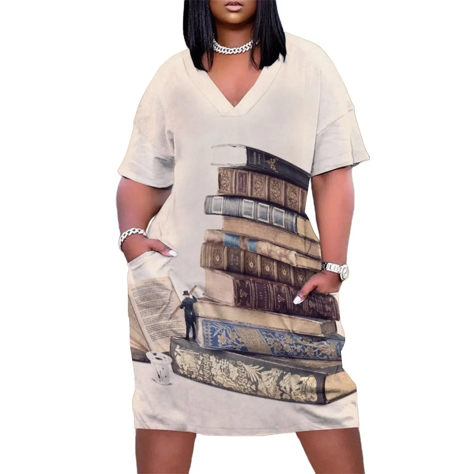 фото книги иллюстрация старых книг Свободное карманное платье женские платья