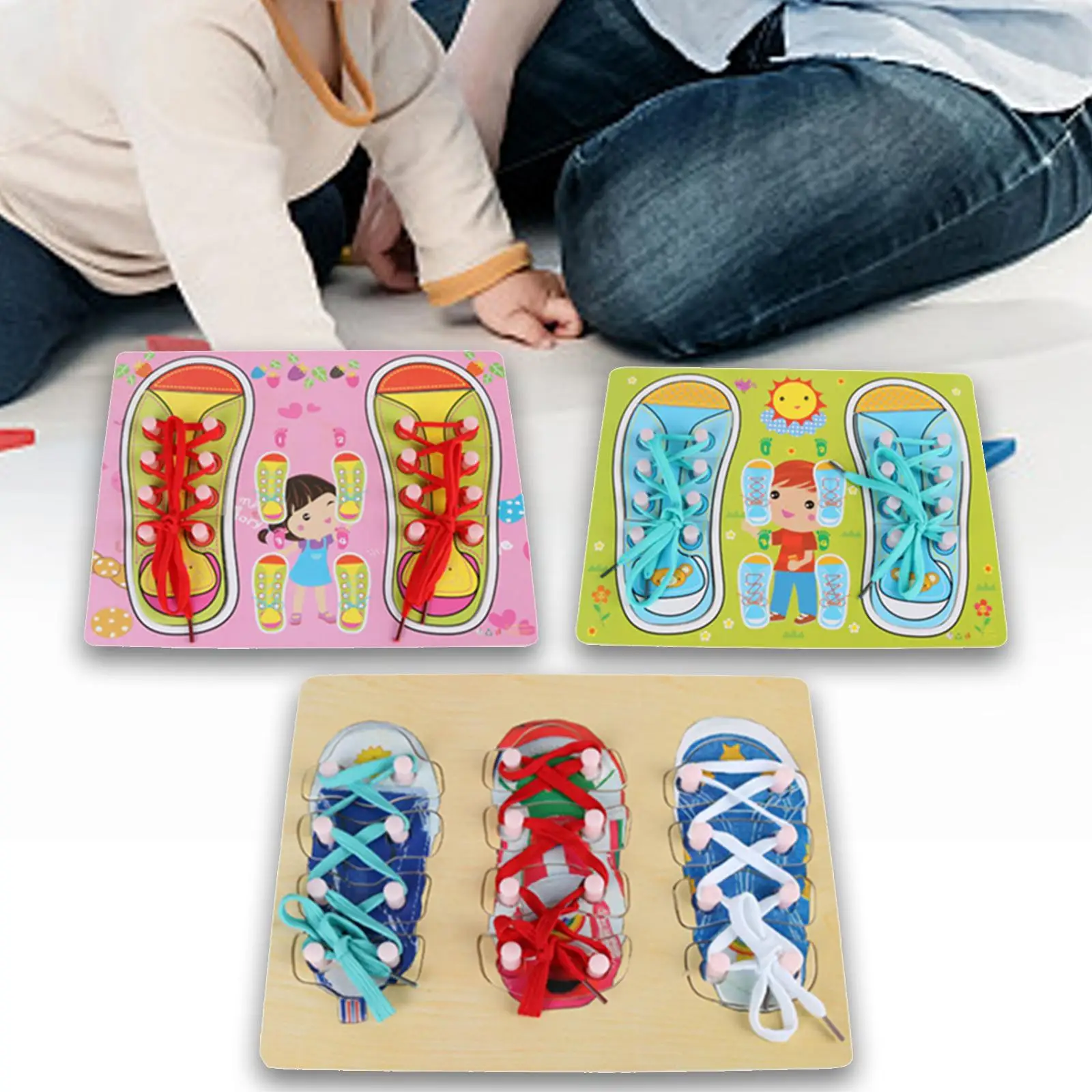 

Portable Tie Shoelaces Montessori Busy Board Toys for Girls Toddler Gift